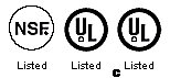 NSF Listed, UL Listed, U.L. Standard 1081