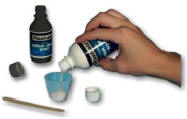 Plast-aid is a two part compound consisting of a liquid and powder.